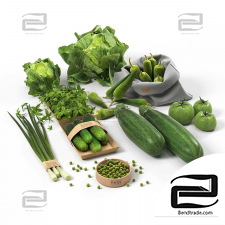 Set with green vegetables