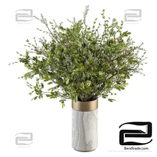 Bouquets of Green Branch in Stone vase