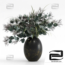 Bouquets of eucalyptus with grass