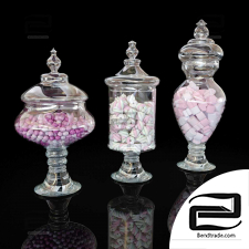 Glass jars with sweets