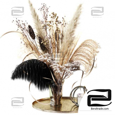 Decorative set Decor set from dried flowers with black feather