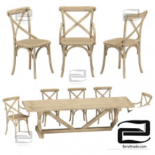 Table and chair Restoration Hardware Madeleine with Salvaged