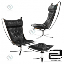 Chair & Ottoman Falcon Chrome