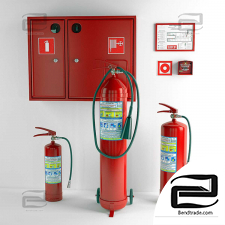 Fire extinguishers, fire cabinet