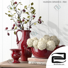 Decorative set Decor set Pottery Barn HUDSON CERAMICS RED