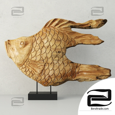 Fish-shaped wood decor Fish-shaped wood decor
