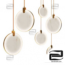 Pendant lamp brass and marble