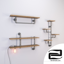 Shelves made of pipes with a lamp