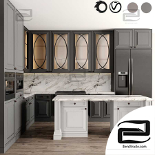 A set of kitchen cabinets