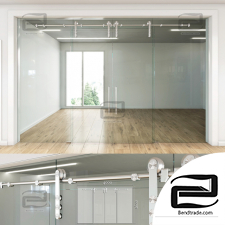 Glass partition with sliding doors Glass partition with sliding doors