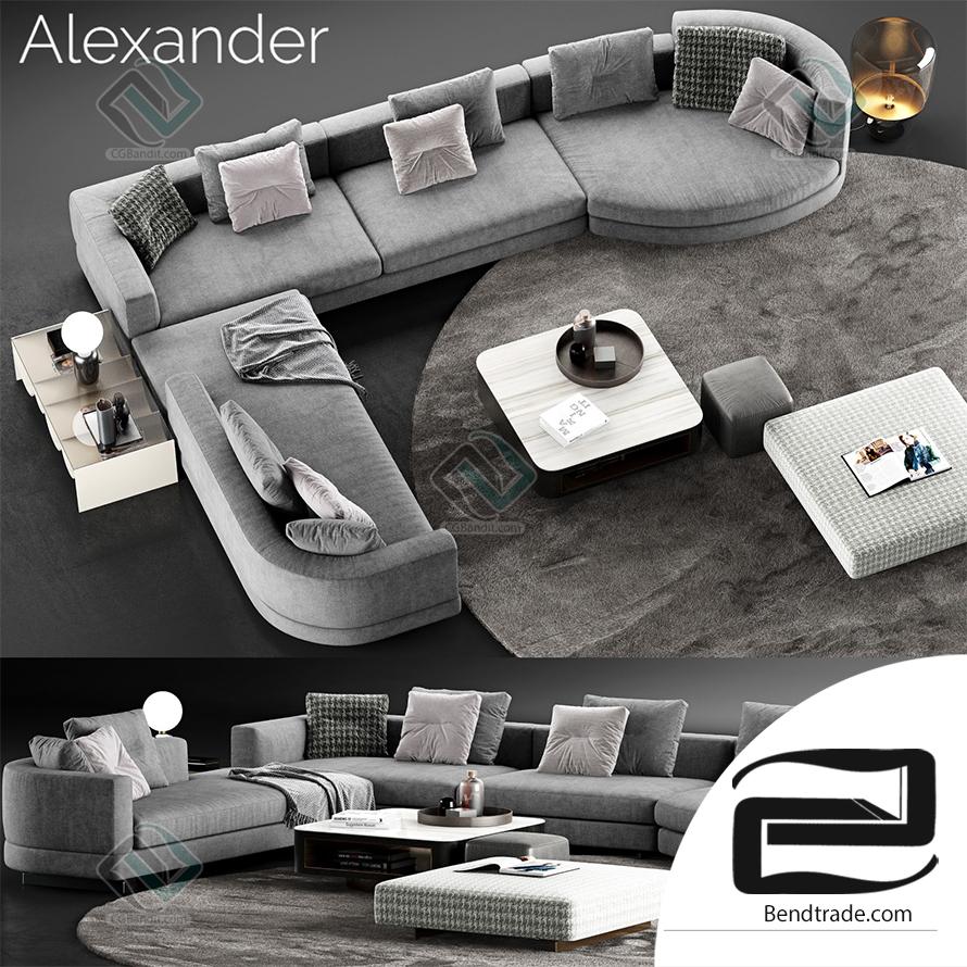 Permanecer Arancel barro Sofa Sofa Minotti Alexander 07 3D model download on Bendtrade in 3d max,  3ds, obj, fbx format, Vray materials, Corona Render