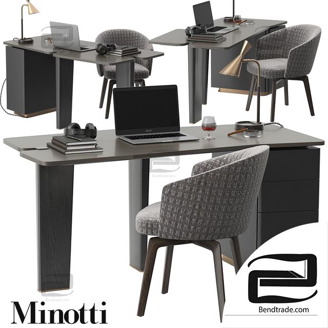 Table and chair Table and chair Minotti Jacob desk 3D model download on  Bendtrade in 3d max, 3ds, obj, fbx format, Vray materials, Corona Render