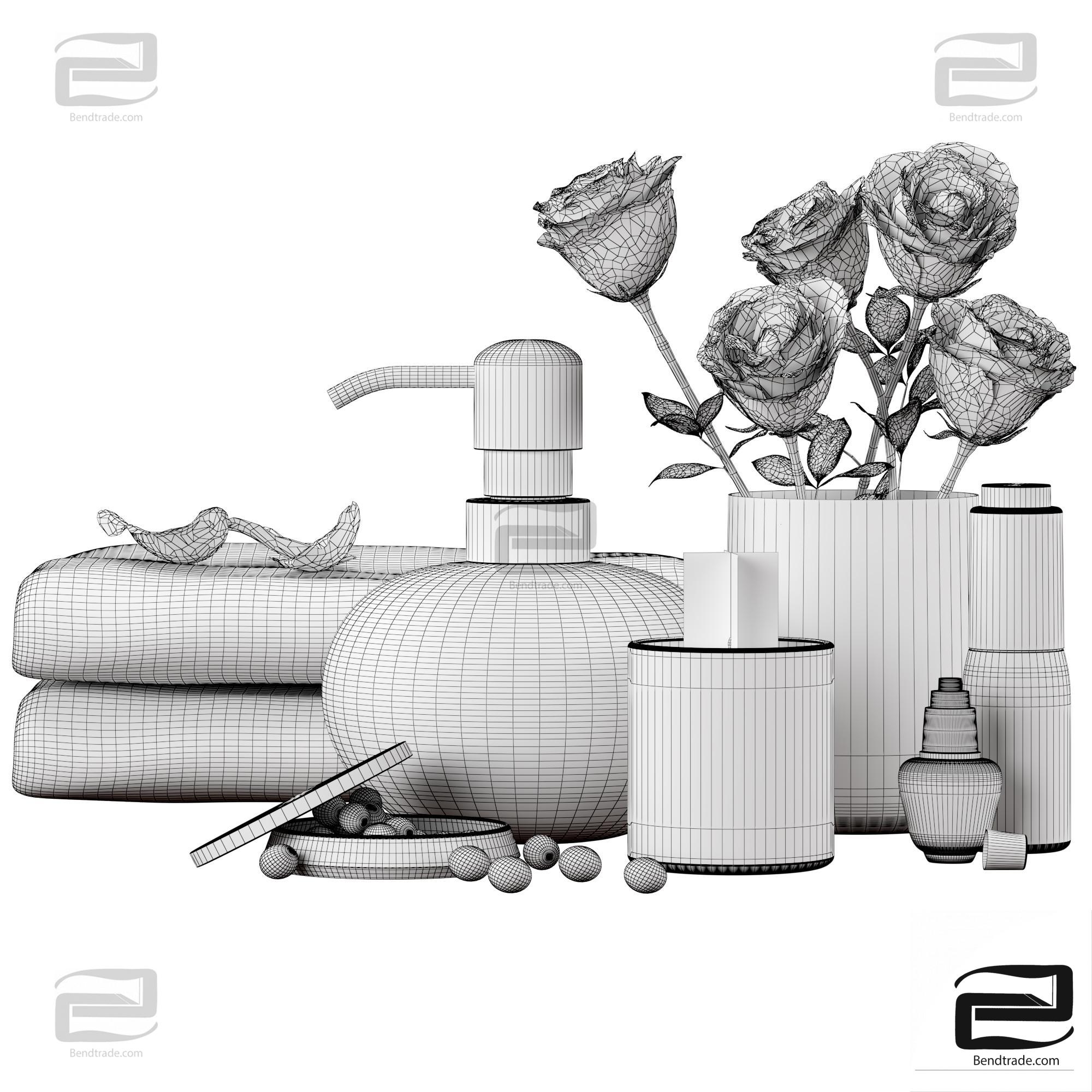 bathroom accessories set2 3D model free download on Bendtrade in 3d max,  3ds, obj, fbx format, Vray materials, Corona Render